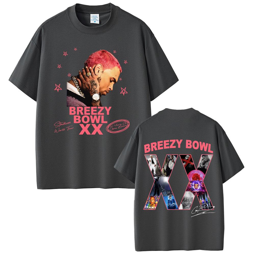 Rapper Chris Brown Breezy Bowl XX 2025 Tour T Shirt Unisex Women Hip Hop Fashion Pop Music Tshirts Casual Cotton Vintage Tshirt