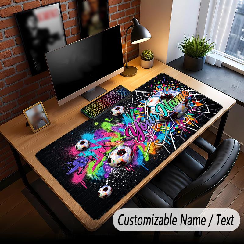 Soccer Theme Custom Mouse Pad Personalized With Name Text Customized Desk Mat For Office Home Decor