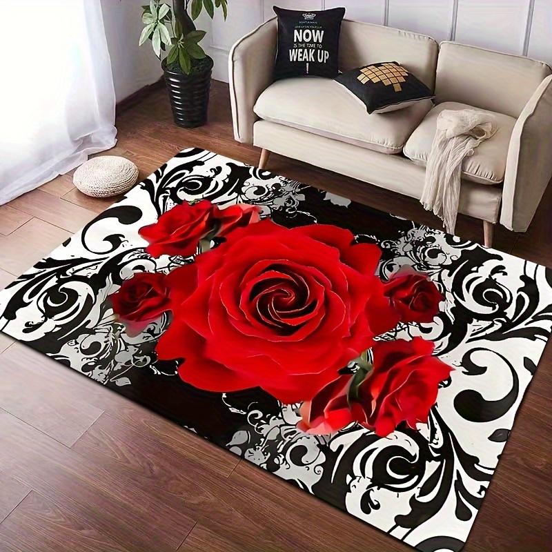 1 piece/8mm thickness JIT rose pattern bathroom rug, kitchen mat, living room rug, bedroom rug, indoor doorway mat, machine washable, entrance door