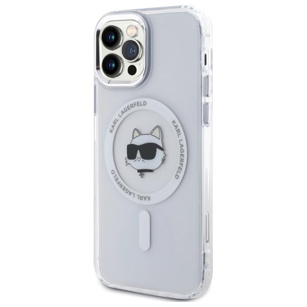 Karl Lagerfeld Klhmp12Mhlschh Iphone 12  / 12 Pro 6.1 Biały/White Hardcase Iml Metal Choupette Head Magsafe