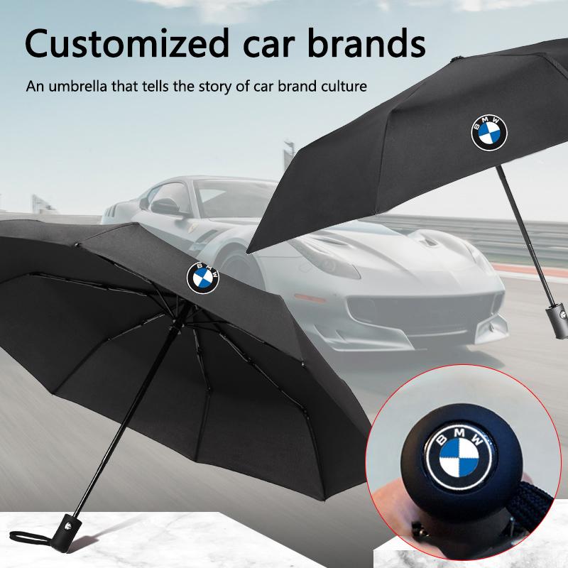 AAAQK1 Car Logo Automatic Folding Windproof Sunshade Umbrella For BMW I7 X7 G07 LCI iX I20 X1 U11 3 5 7 Series G70 G09 XM U06 G81 M3