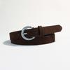 Luxury Design Suede Leather Belt Pin Buckle Vintage Women Waist Belt Versatile Retro Frosted Thin Waistband Jeans Decoration