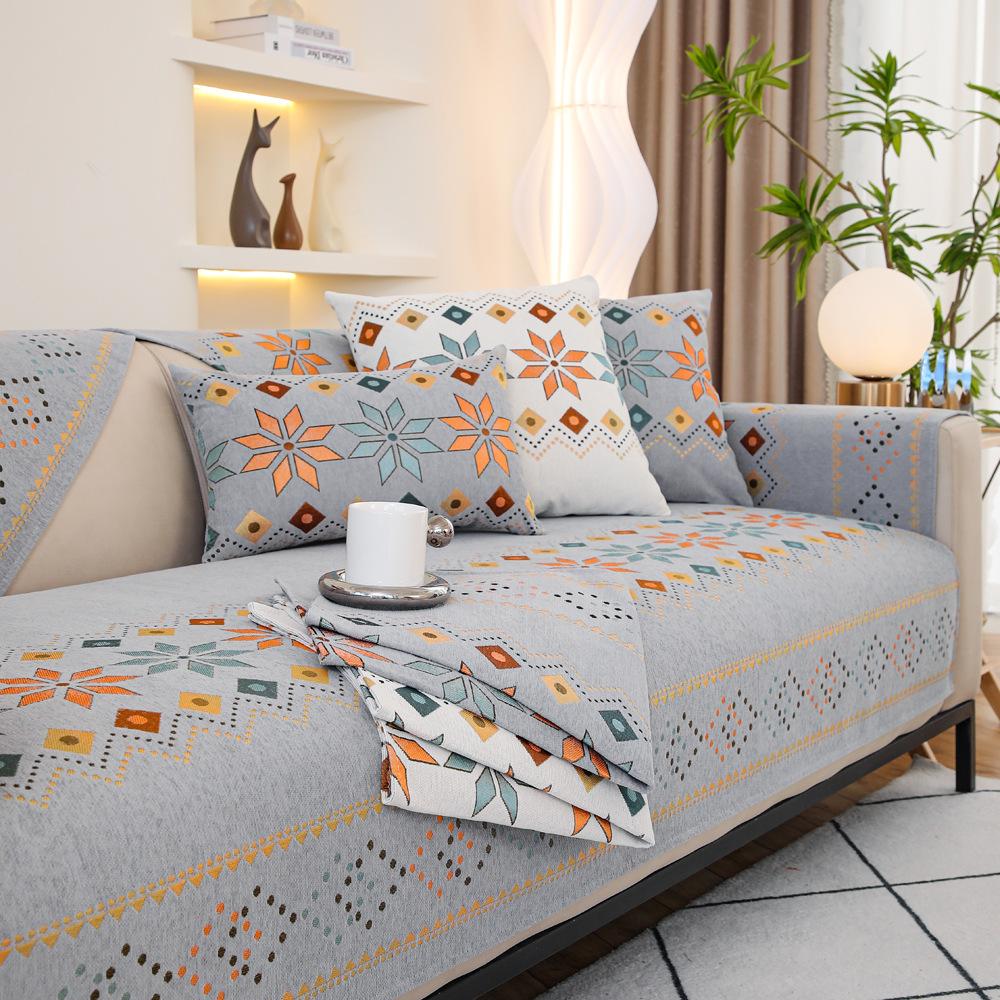 

Подушка для дивана из синели Four Seasons, универсальная простая современная ткань, чехол для дивана, легкая роскошная подушка высокого класса, кожаное полотенце, лето 70X70