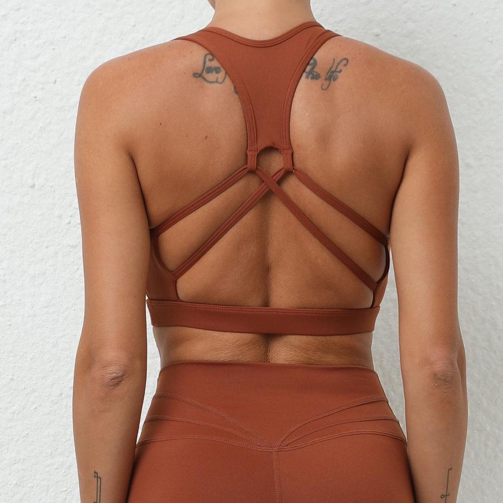 Herbst Nude-Feel Stoßfester Sport-BH: Schnelltrocknend, Schönes Rückendesign für Fitness und Yoga.