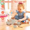 Wooden Children Montessori Toy Teapot Teacup Simulation Kitchen Utensil BPA Free Silicone Kid Education Pretend Play Toy Gift