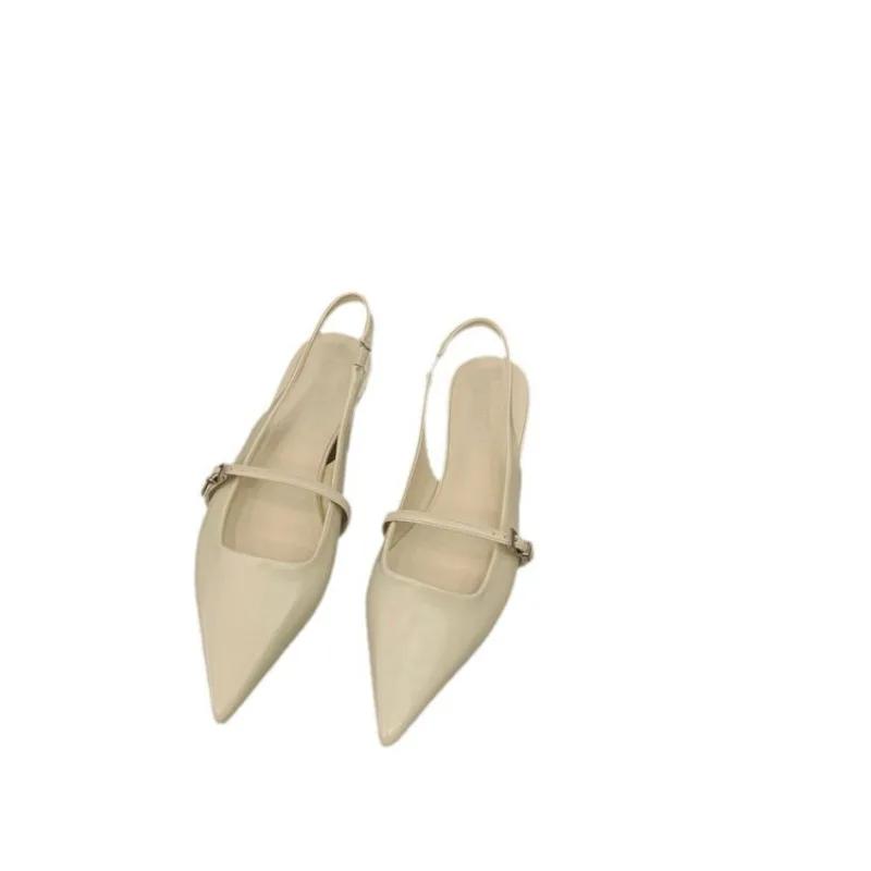 Flat Bottomed Baotou Sandals for Women 2043 New Summer Pointed Style Low Heel Casual Single Shoes Sandals Heels Women