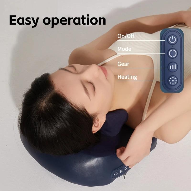 Trapezius Massage Pillow Wireless  Electric Car And Home Massager  Heating Waist Neck Leg Cervical Shiatsu Kneading Massagers