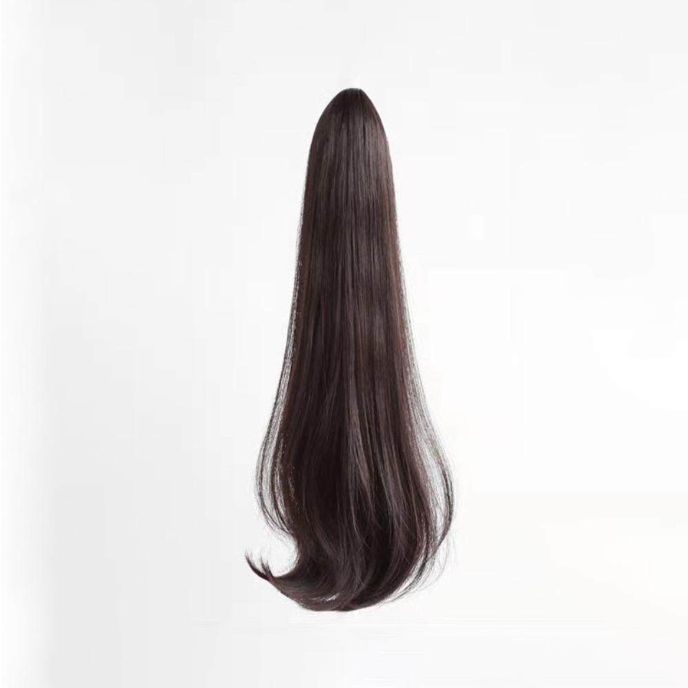 

Длинный прямой хвост-накладка, кудрявая синтетическая накладка для волос для женщин, аксессуары для волос dark brown