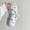 Women's Spring and Summer Thin Curled Round Dot Mesh Breathable Loose Mouth In The Tube Pile Socks