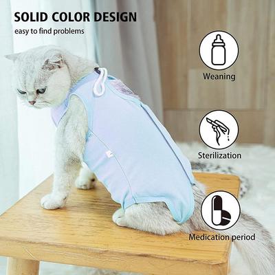 INS Cat Recovery Suit for Abdominal Wounds Breathable E Collar Alternative for Anti Licking Dog Pet