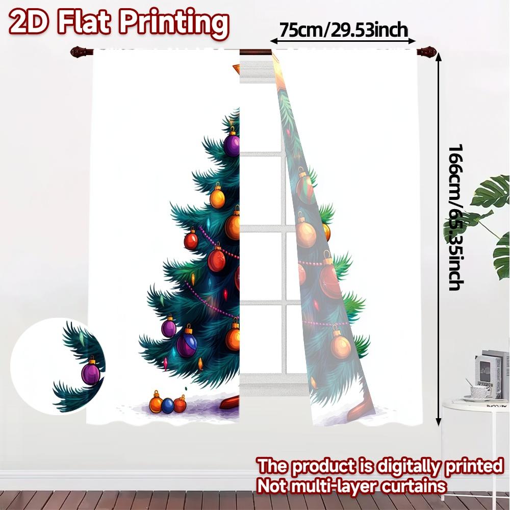2pcs,Curtains Blue Christmas Tree Ornaments (2) Modern Modern Curtains Versatile Polyester Curtains Art Deco Festive Use for