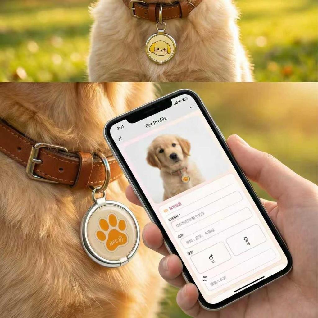 NFC Pet Tag: Metal ID Tag for Dogs and Cats - Anti-Loss Pendant to Share Pet Info