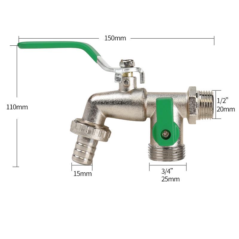 Black-Plated Zinc Alloy Double Outlet Garden Faucet
