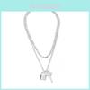 Snygg Geometrisk Låsnyckel Halsband I Elegant Guld Och Silver För Kvinnor Med Unik Design