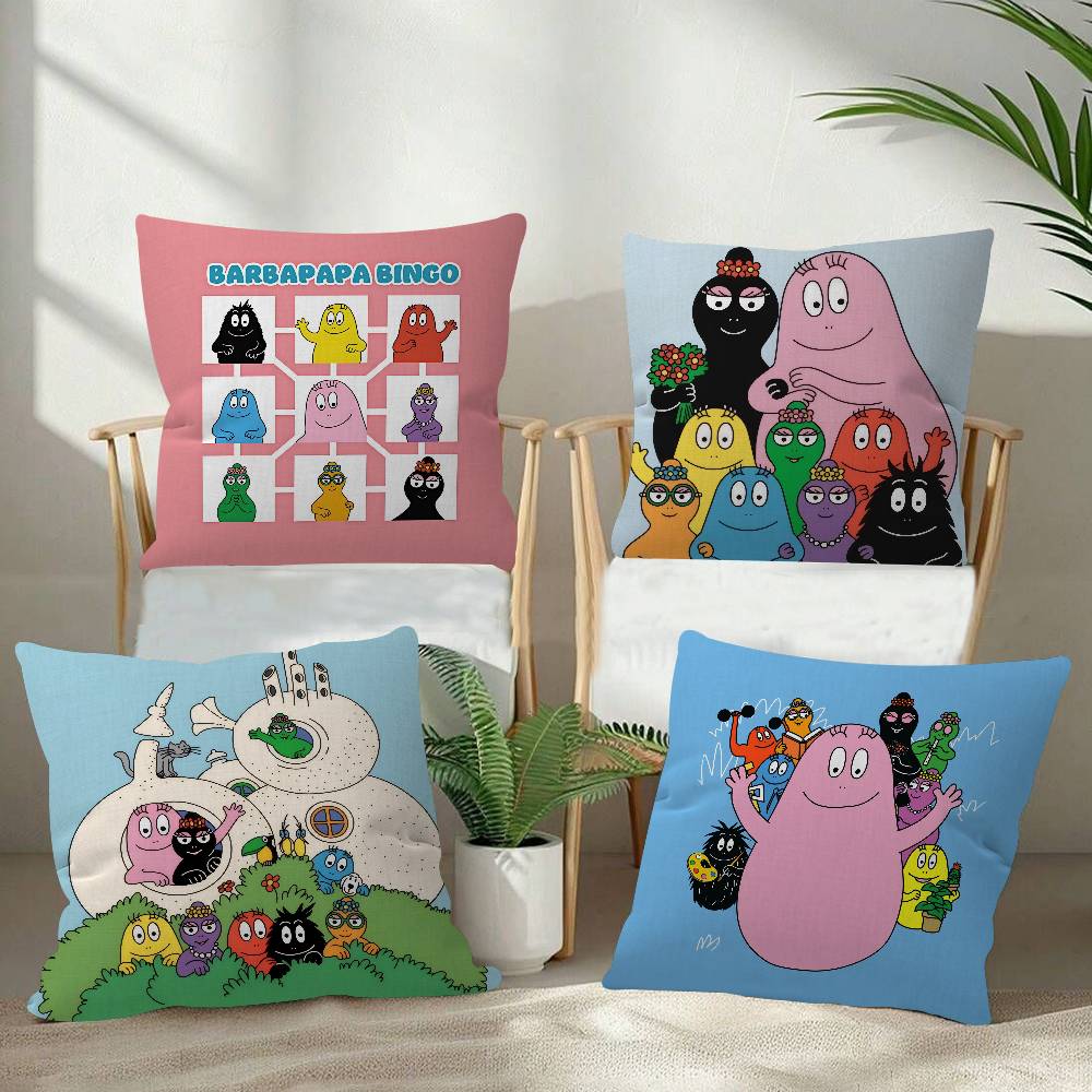 Cartoon Barbapapa CUTE Cushion Cover Car Throw Pillow Case For Sofa Car Christmas Gift 40x40cm 45x45cm
