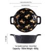 8-inch Embossed Underglaze Ceramic Double-Handle Bowl