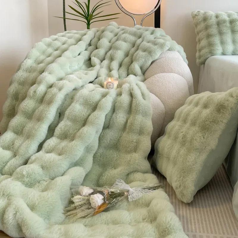 

Class A 480g Rex Rabbit Hair Imitation Fur Rabbit Fleece Blanket Multifunctional Quilt Cover Blanket Leisure blanket 110x150cm 1pcs