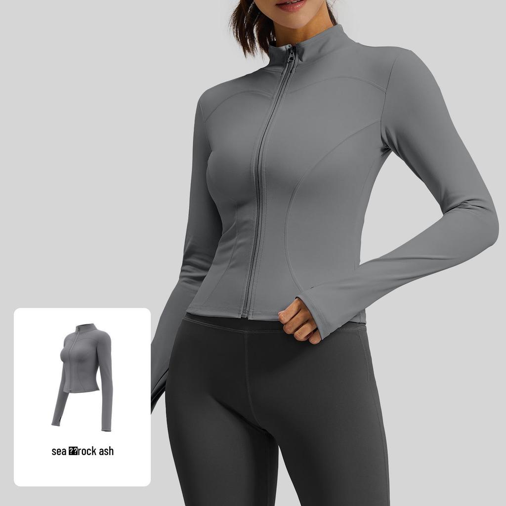 Women's Juyitang Stand-up Collar Yoga Jacket for Running & Cycling - Slimming, Elastic Fitness Top