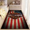 Area Rug, Harley Davidson Motorcycles American Flag Stars Stripes Logo Biker Art Print, Man Cave Decor, Non-Slip Mat