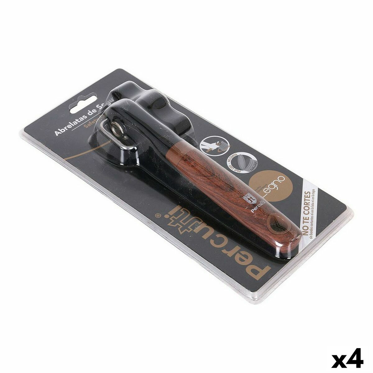 

Percutti Legno Brown Black Can Opener 17 X 13 X 5 Cm (4 Units) TU прозрачный