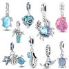 Original Silver 925 Charm Summer Ocean Crab Sea Turtle Octopus Bead Fit Bracelet Pendant Diy Woman Jewelry