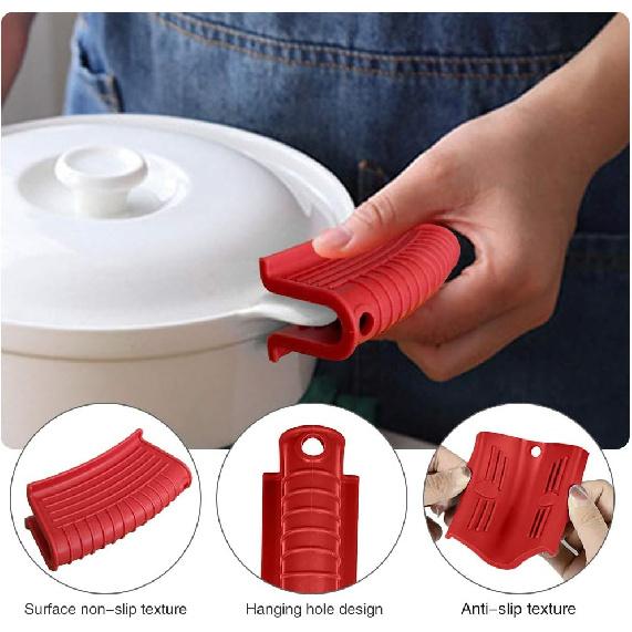 8 Pack Cast Iron Handle Cover, Silicone Hot Handle Holder, Assist Handle Holder, Non-Slip Pot Holder Sleeve, Pot Handle Covers Heat Resistant