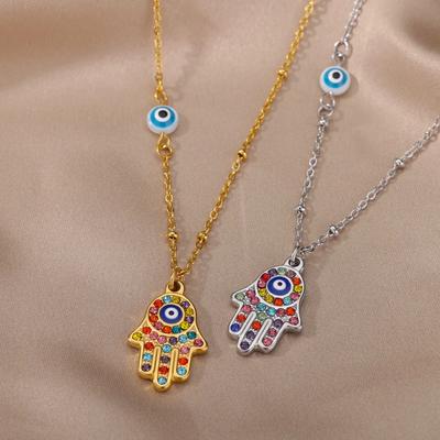 Turkish Hamsa Evil Eye Necklaces For Women Gold/Silver Color Charm Necklace Party Jewelry Accessories Gift