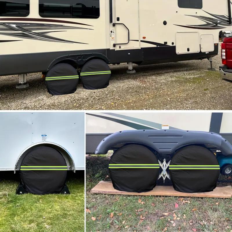 2PC RV Car Tire Protectors Universal With Reflective Strips Better Protection Waterproof Lighting Conditions