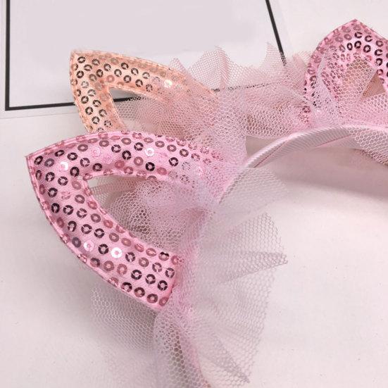 Girls Cute Cat Ears Shape Gauze Sequins Headband Hairband Hair Hoop Accessories