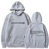 Men's and women's fleece sweater plain letter print pocket drawstring print hoodie