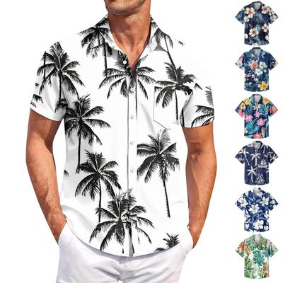Pánska ležérna košeľa s krátkym rukávom Slim Fit Štýlová pánska havajská potlač
