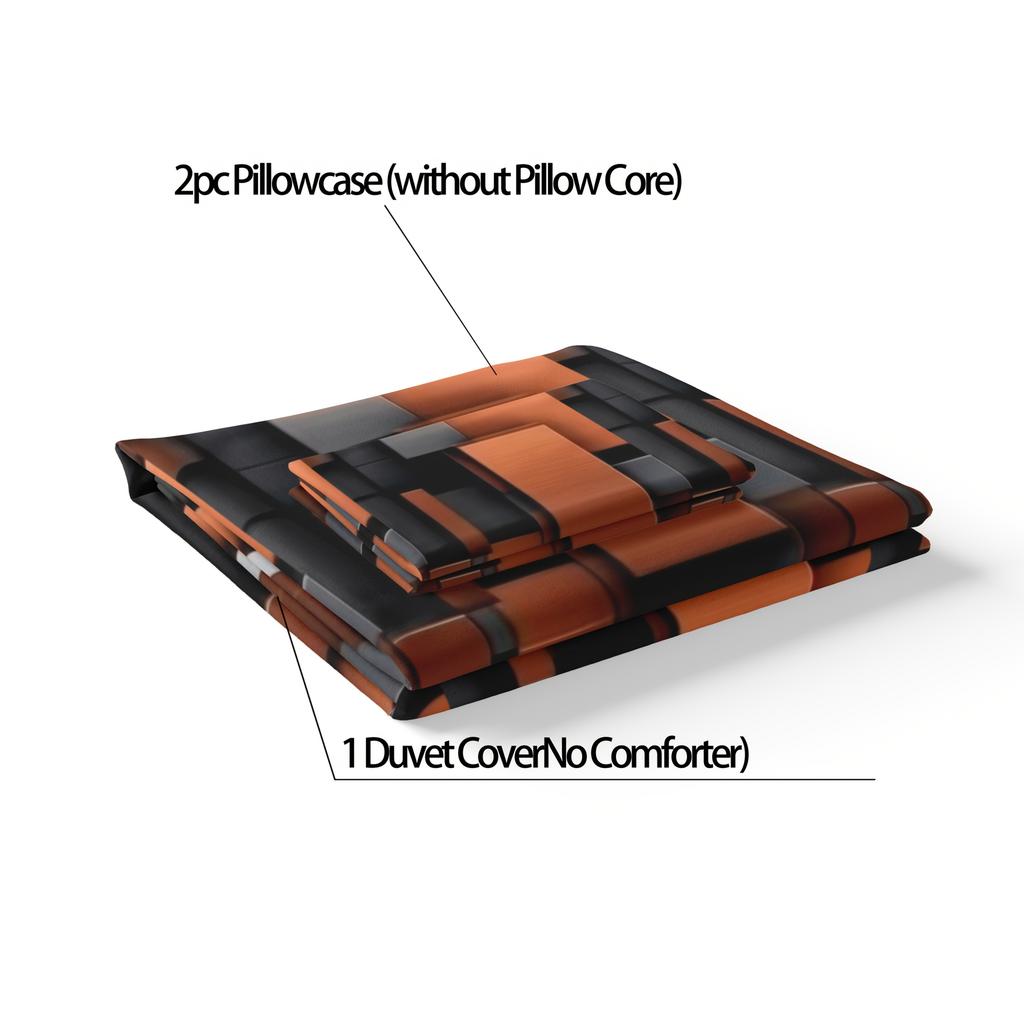 3PCS Duvet Cover No Filling Abstract Dynamic Style Geometric Block Printed Bedding Sets Queen King Size Mimalist Room Decor
