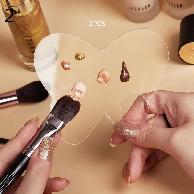 2Pcs Transparent Acrylic Makeup Palette Liquid Foundation Mixing Cream Manual Cosmetic Beauty Makeup Mixer Beauty Tool