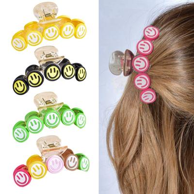 1pc Mixed Color Soft Silicone Smiling Face Hair Clip, New Smile Large Multi-color Hair Claw Shark Clip, Hairpin