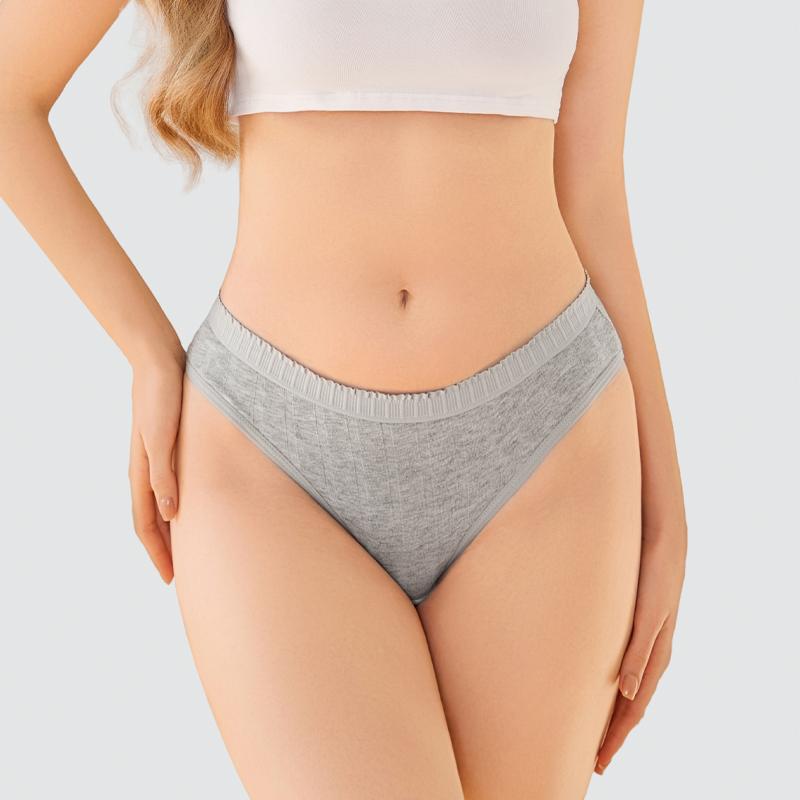 FINETOO 3Pcs/Set Cotton Striped Stretchy Underwear Women's Low Waist Panties Sexy Elastic Wide Belt Solid Color Briefs Comfort Lingerie