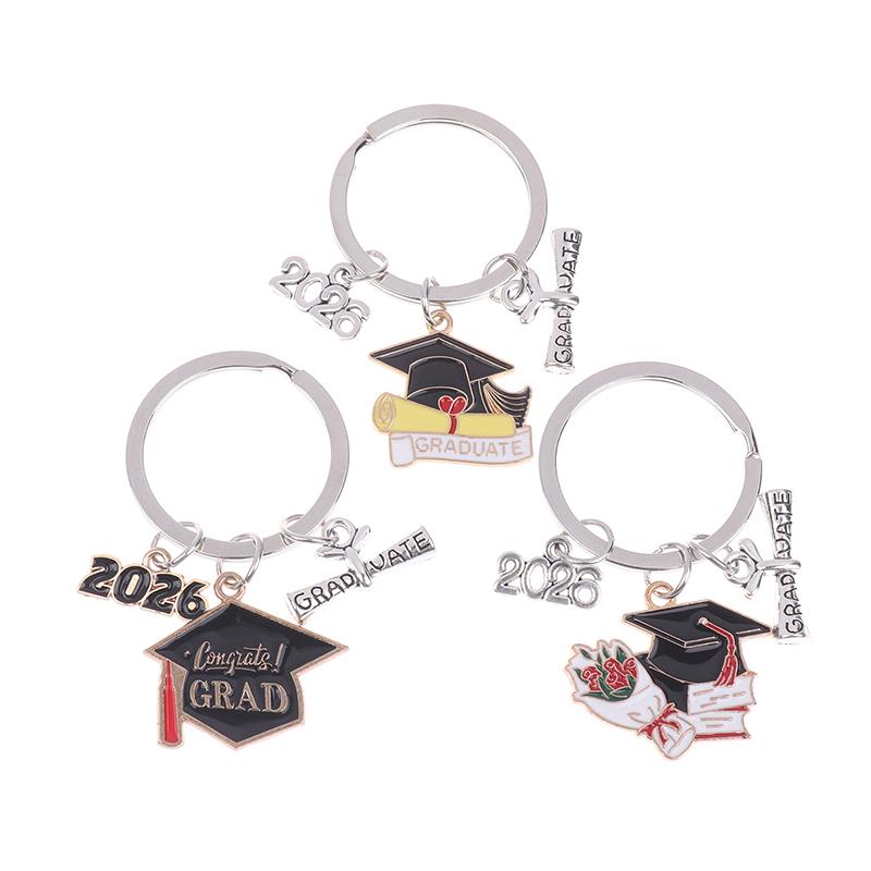 2026 Graduation Gown Cap KeyChain Ring Student Women Jewelry Personalized Accessories Fashion Pendant Gifts Forever