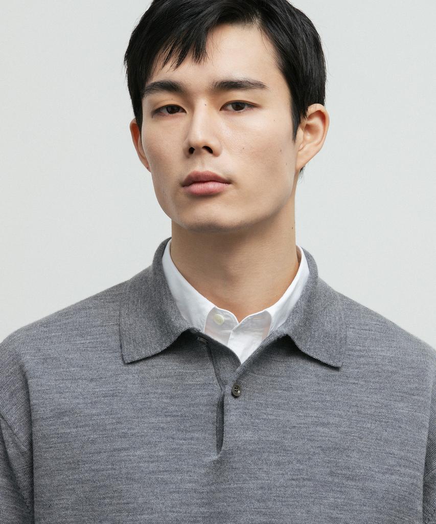 BLANKROOM Polo Knit_Melange Gray