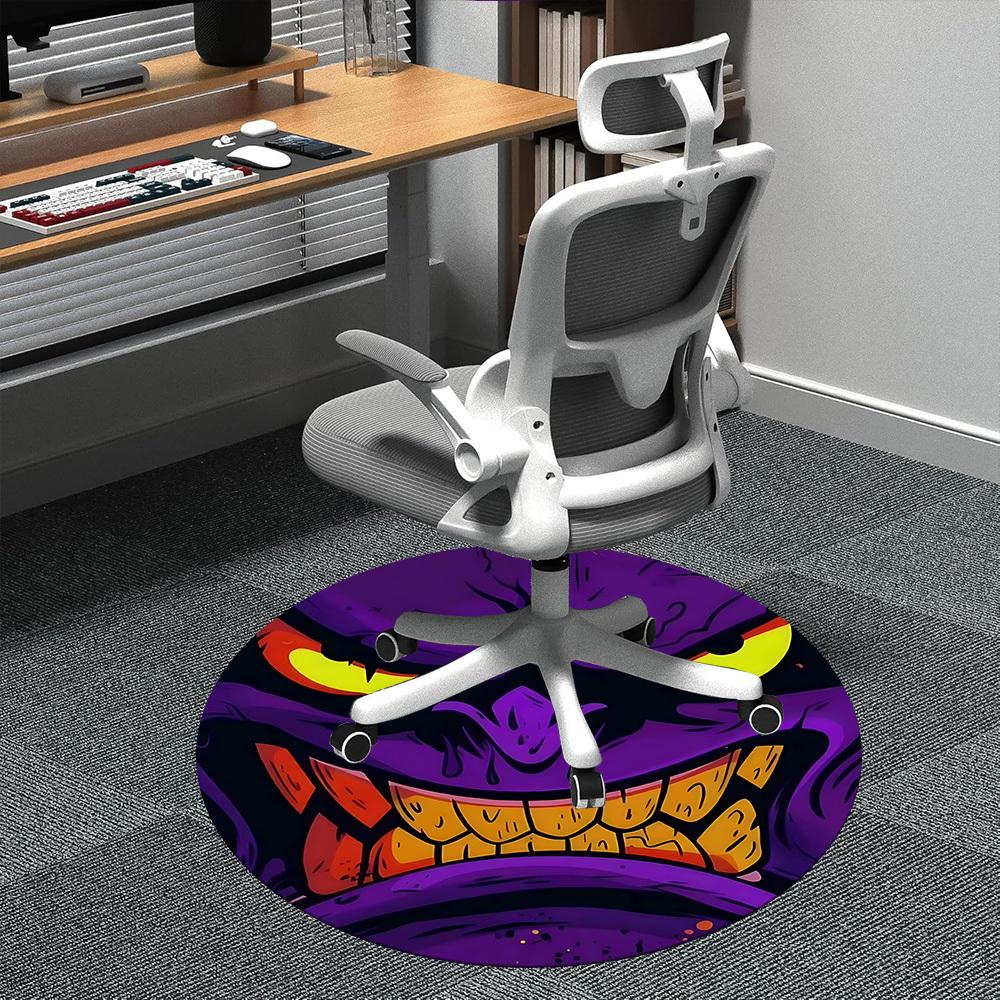 1PC Monster Face Office Round Area Rug, Indoor Mat Suitable ForOffice, Under Office Chairs Bedroom Living Room Home Decor, Room Deco,  f016