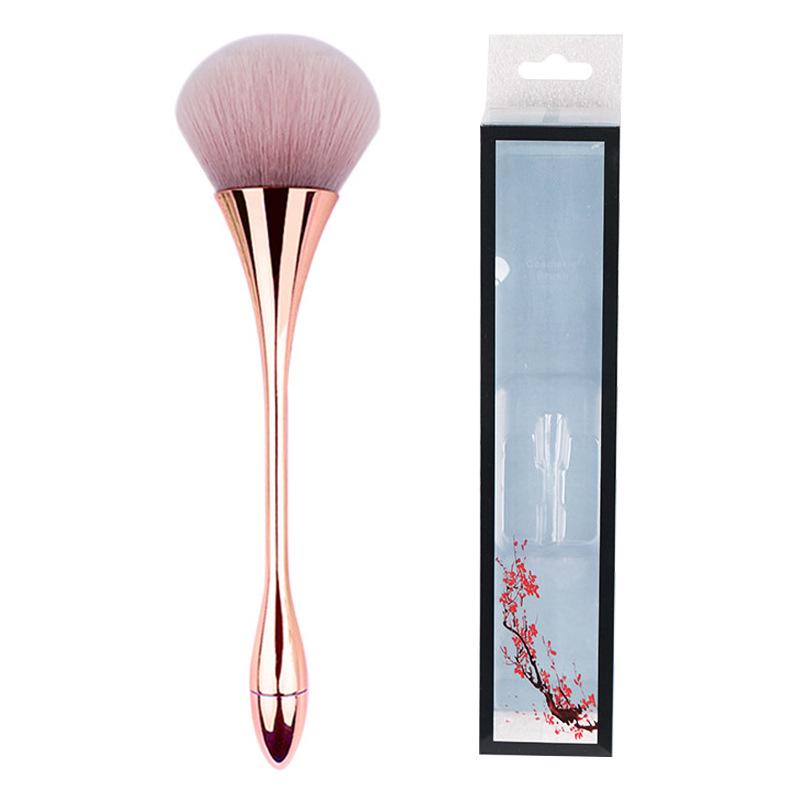 Long-Handle Electroplated Makeup Brush with Soft Bristles - Ideal for Powder and Nail Art Applications