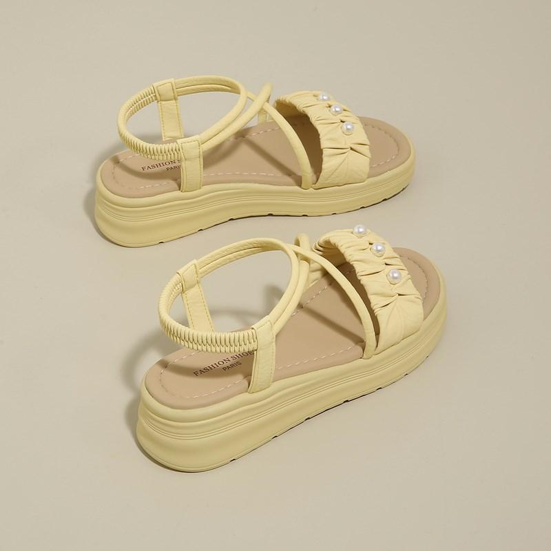 Fashion CRLAYDK Women Comfortable Strap Fashion Dressy Sandals Outdoor Travel Walking Slides Ladies Platform Elastic Band Slippers