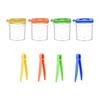 Insect Observation Set for Children, 4 Viewing Holders with View Covers and Tweezers for Family Learning, Classroom Lessons and Outdoor Study