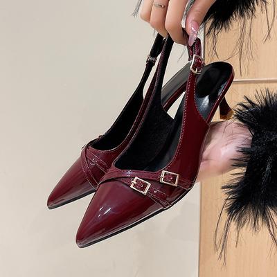Spring Button-up High Heels Pointed One-strap Sandals Goddess-like Fashionable and Elegant Women's Single Shoes