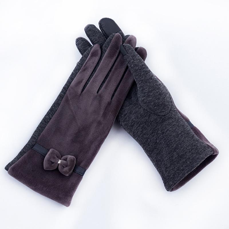 

Женские перчатки из норки с бантом, зимние новые женские перчатки с сенсорным экраном, теплые перчатки для взрослых