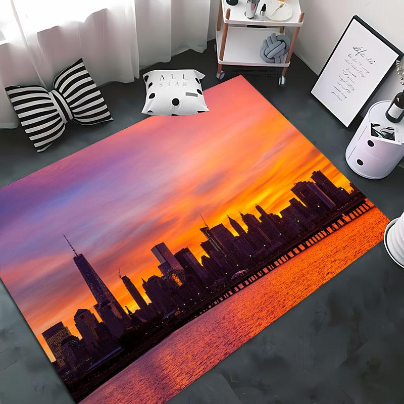 HD Printing New York City Theme Area Rug,Rugs Living Room Tapete for Bedroom Sofa Kitchen Doormat Decor,Kids Non-slip Floor Mat