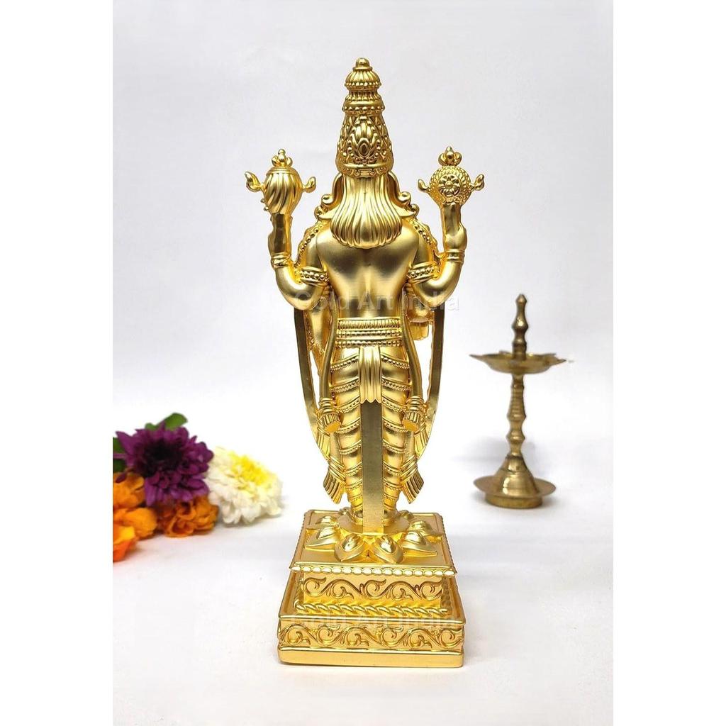 Lord Tirupati Balaji-statyett med Garuda-statyett för Mandir-bönerum Lord Vishnu Shree Venkateswara Swamy-staty Gud Balaji Heminredning Prydnadssak