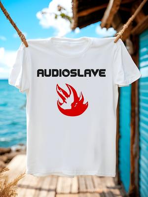 AUDIOSLAVE Official Band Logo Tshirt - White Tee with Red...