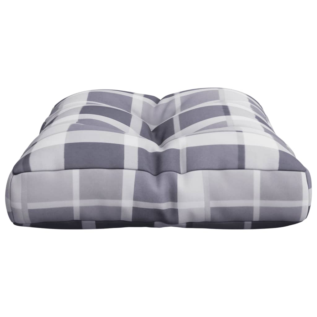Grey Checkered Pallet Cushion 50 X 40 X 12 Cm Fabric
