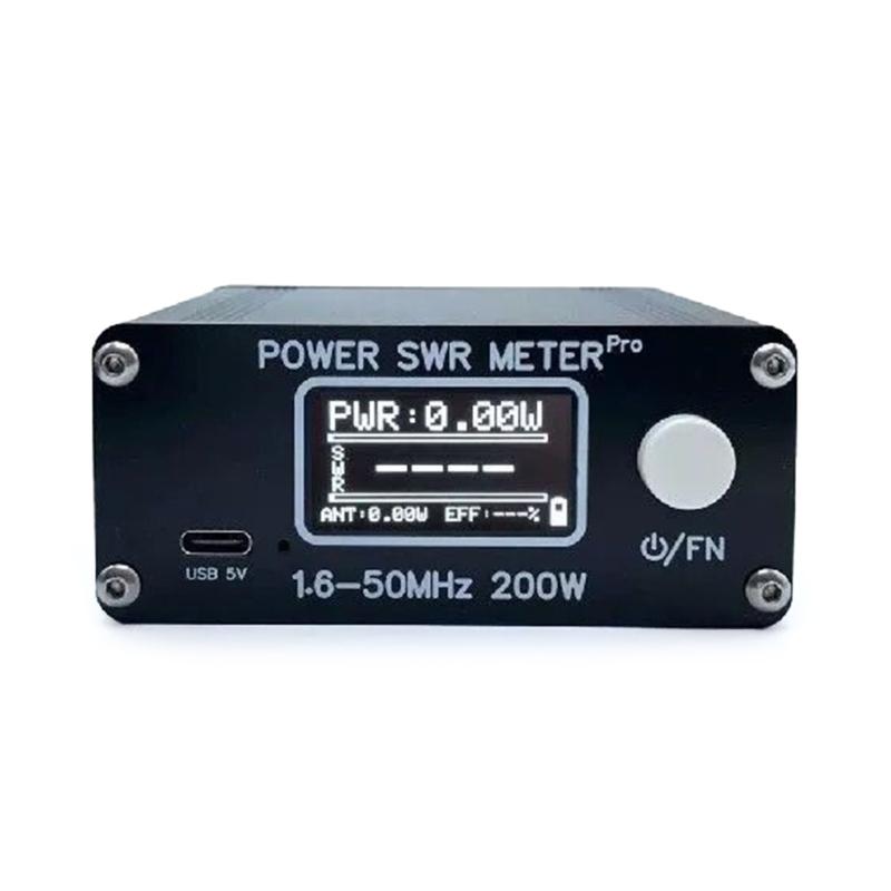 Accurate 200W Power SWR Meter 1.29" Screen for Shortwaved Communication Precise Measurement 50h Long Service Life