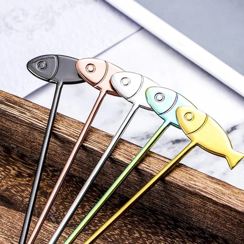 1 PC Fashion Stainless Steel Spoon Creative Cartoon Coffee Spoon Cute Cat Dessert Spoon Cartoon Fish Cake Gift