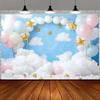 2D Blue Sky White Cloud Balloon Backdrop for Newborn Photography